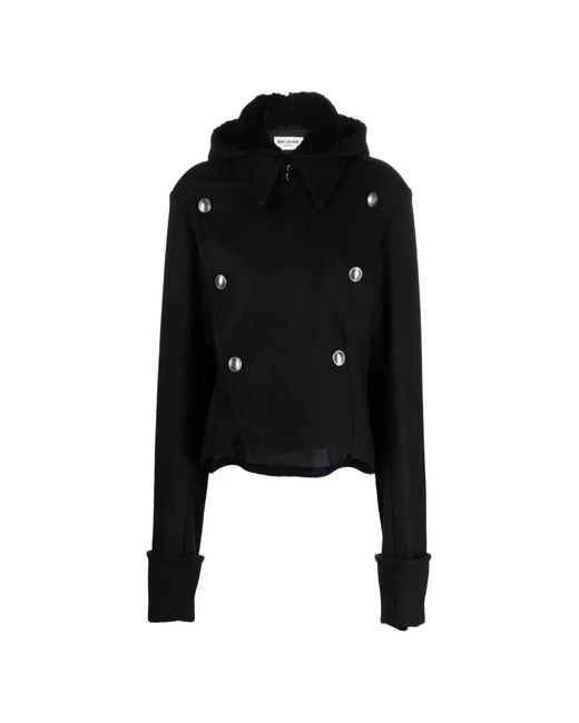 Saint Laurent Black Detachable-Hood Military Jacket