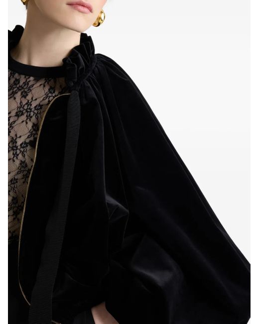 Patou Black Balloon-Sleeve Velvet Jacket