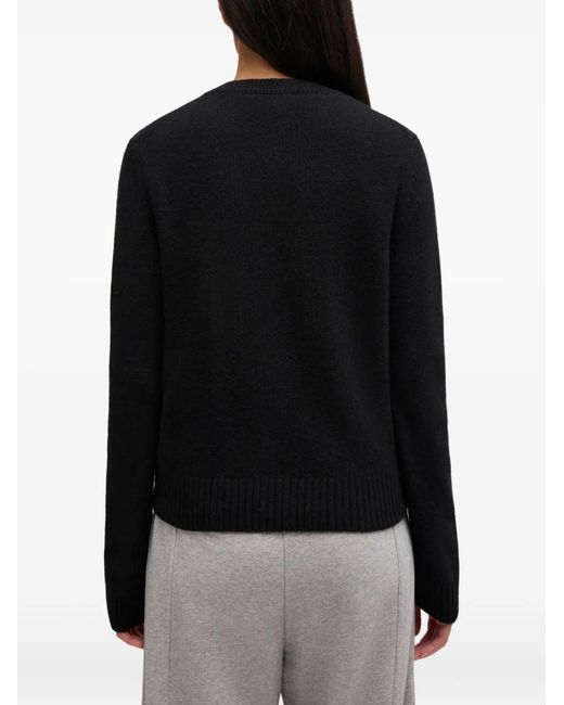 Ganni Black Logo-Embroidered Cardigan
