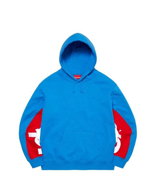 Supreme Blue Cropped-Panel Hoodie for men