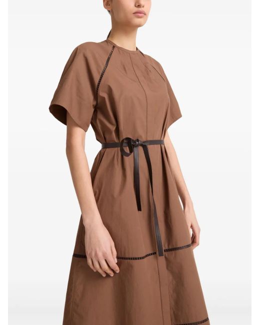 Yves Salomon Brown Belted Midi Dress