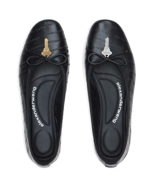 Alexander Wang Black Key-Detail Quilted Ballet Flats