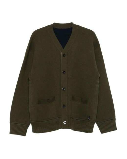 Sacai Green Button-Up Cardigan for men