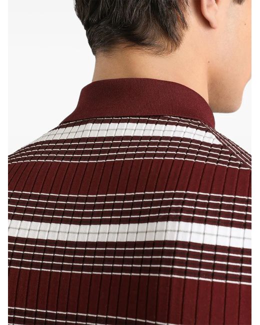 Dolce & Gabbana Red Striped Knit Polo Shirt for men