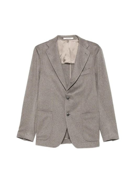 Tagliatore Gray Notched-Lapel Single-Breasted Blazer for men