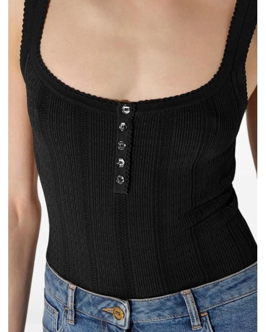 Elisabetta Franchi Black Knit Openwork Top