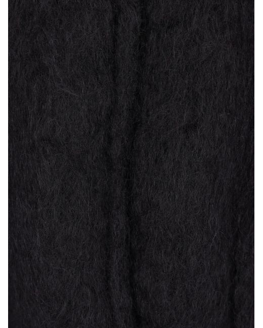 Daniela Gregis Black Removable-Scarf Crew-Neck Coat