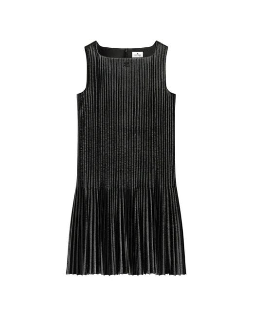 Courreges Black Pleated Vinyl Mini Dress
