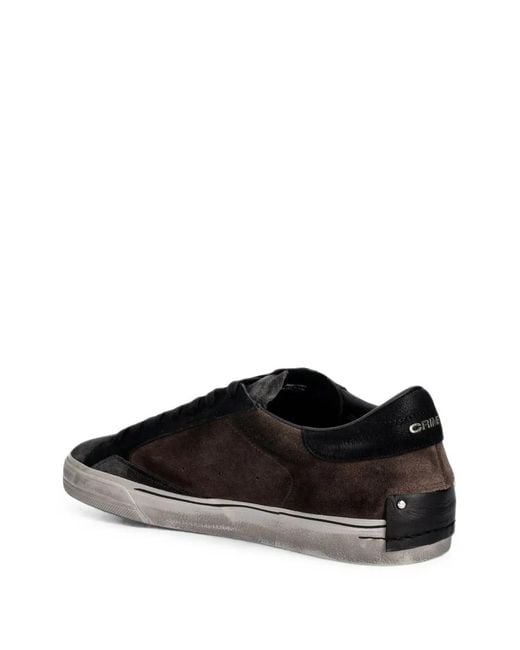 Crime London Black Distressed 2.0 Panelled Sneakers for men