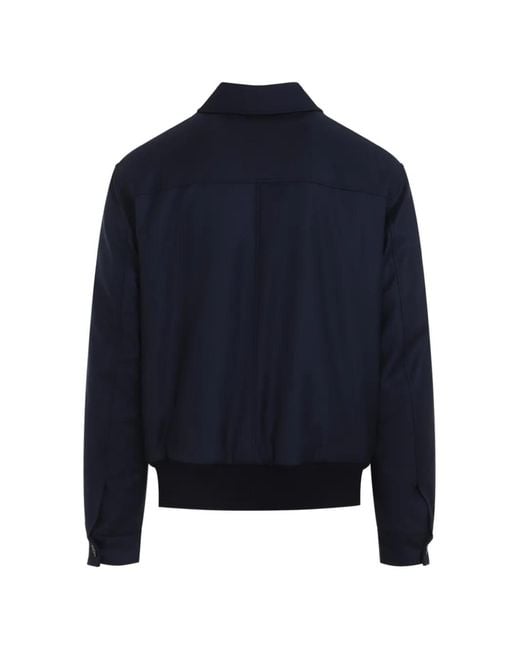 Kiton Blue Zip-Up Ribbed-Trim Jacket for men