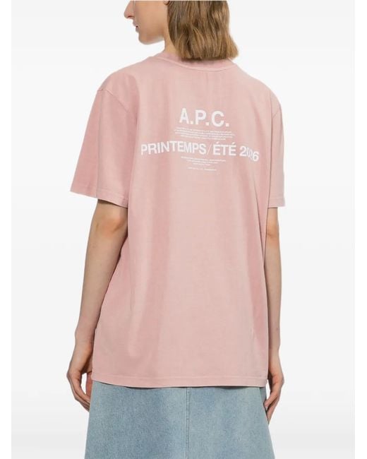 A.P.C. Pink Logo-Print T-Shirt