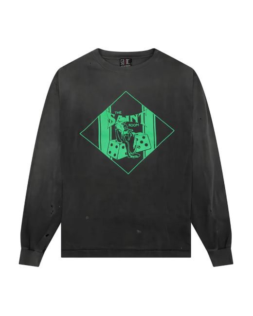 SAINT Mxxxxxx Langarmshirt im Distressed-Look mit Print in Green für Herren