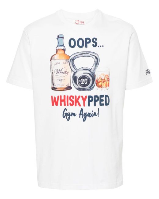 Mc2 Saint Barth White Whiskypped-print T-shirt for men
