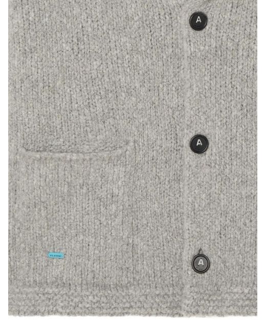 Alanui Gray Shawl-Collar Button Cardigan for men