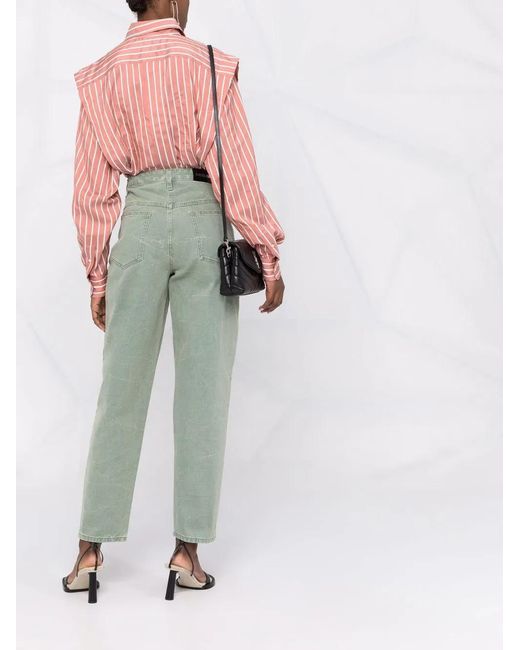 Alberta Ferretti Green High-Waisted Tapered Jeans