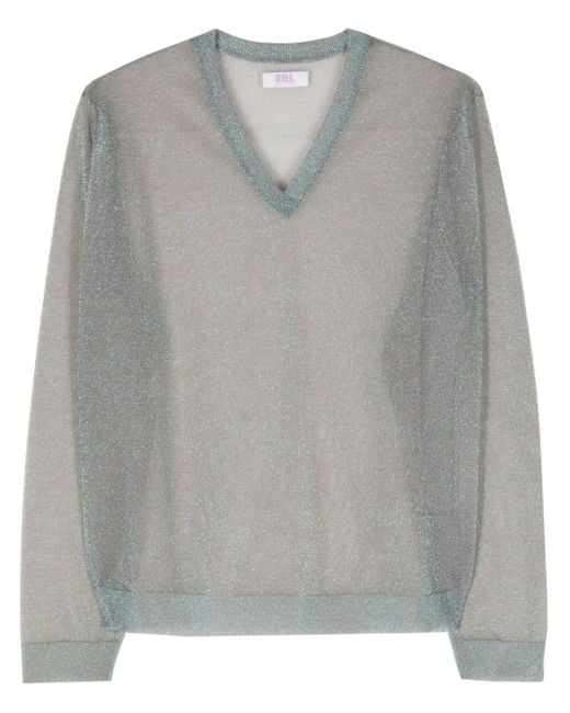 ERL Gray V-neck Lurex Jumper for men