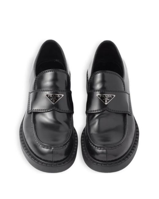 Prada Loafer Aus Gebürstetem Leder in Black für Herren