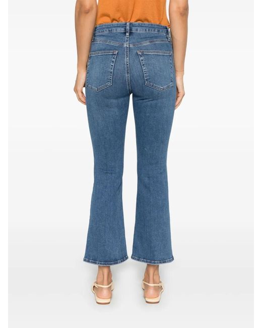 FRAME Blue Cropped Bootcut Jeans