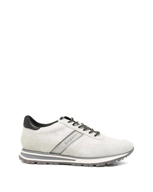 Bugatti White Panelled Suede Sneakers for men