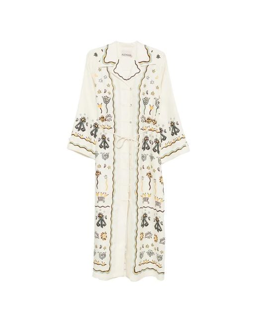 ALÉMAIS White Sun Dancer Tie-Waist Shirt Dress