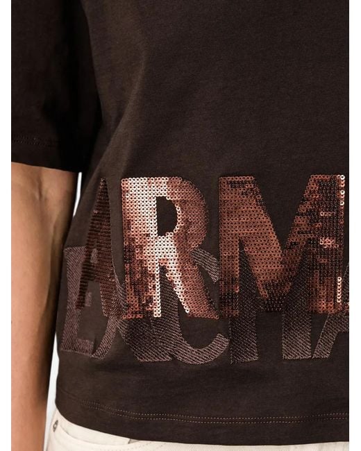 ARMANI EXCHANGE Black Sequin-Logo T-Shirt