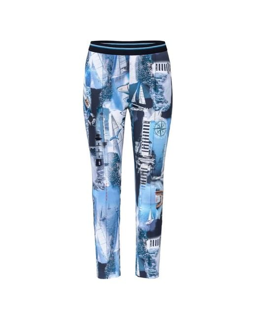Marc Cain Blue Sofia Nautical-Print Leggings