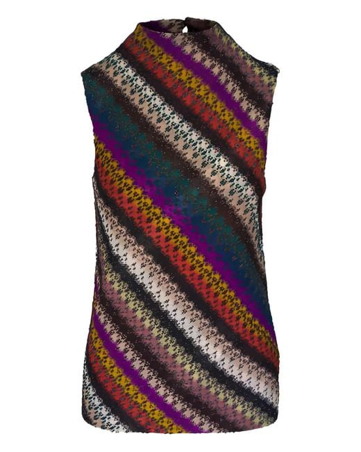 Missoni Brown Diagonal Striped Knitwear