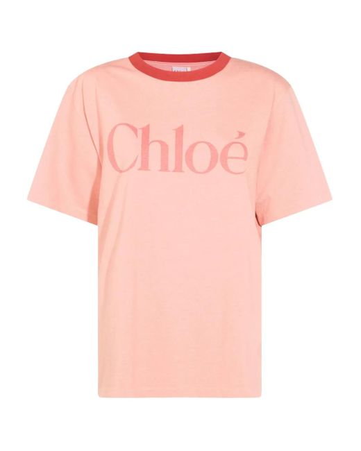 Camiseta con logo estampado Chloé de color Pink