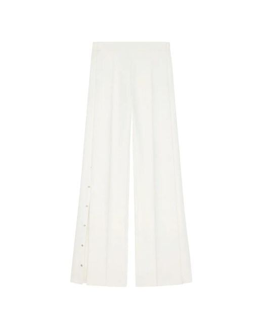 Courreges White Snap-Button Twill Trousers