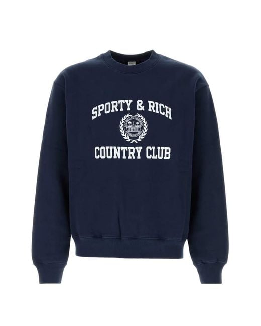 Sporty & Rich Blue Logo-Print Cotton Sweatshirt