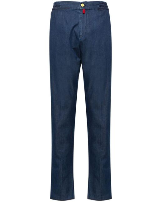 Kiton Blue Elasticated-waist Slim-cut Trousers for men