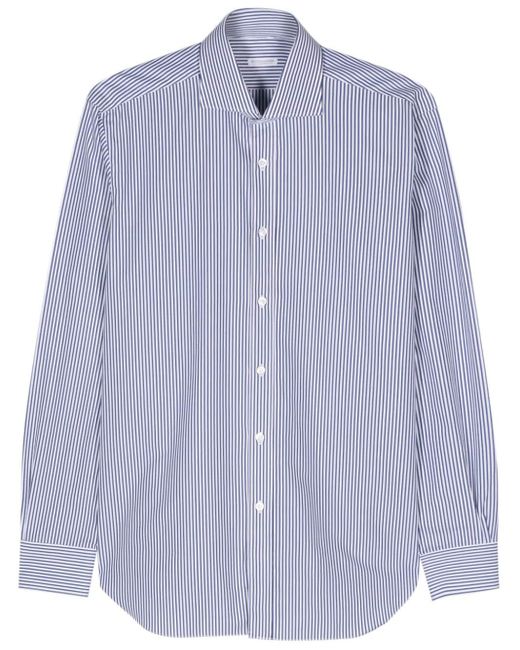 Barba Napoli Blue Striped Cotton Shirt for men