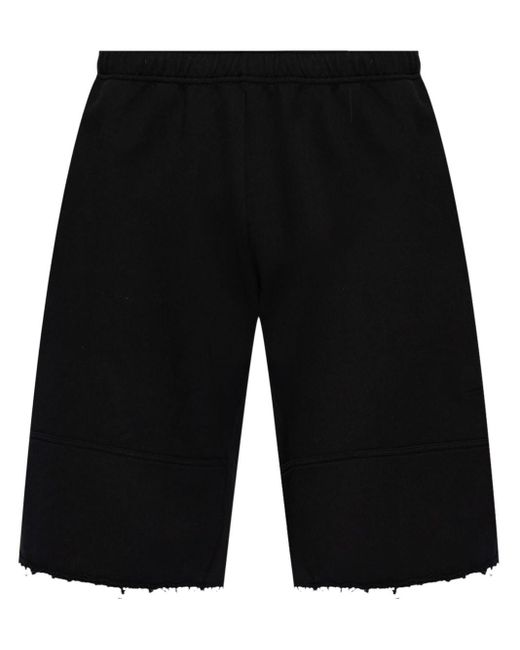 MM6 by Maison Martin Margiela Black Raw-cut Cotton Bermuda Shorts for men