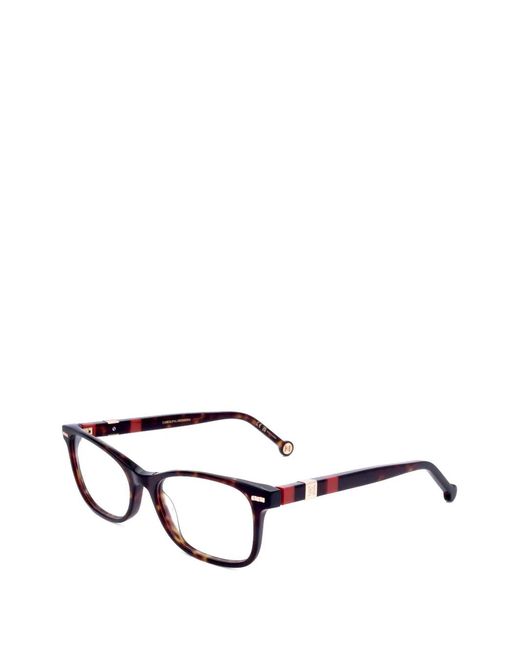 Carolina Herrera White Tortoiseshell-Effect Rectangle-Frame Glasses