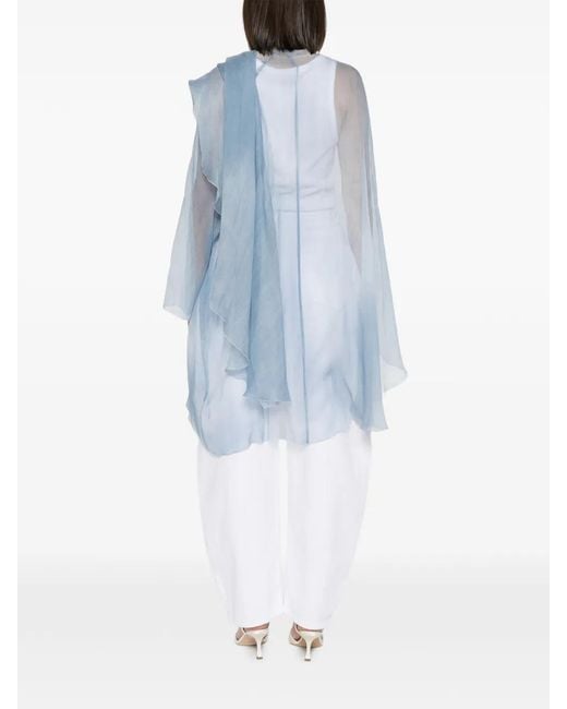 Ermanno Scervino Blue Cape En Velours À Ourlet Asymétrique