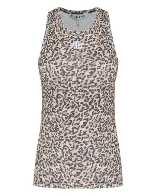 Munthe Top Met Luipaardprint in het Natural