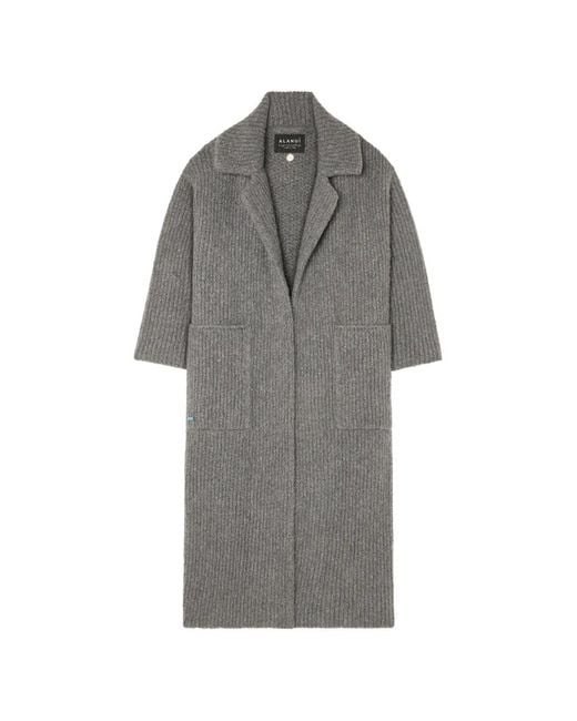 Alanui Gray Rib-Stitch Belted Coat