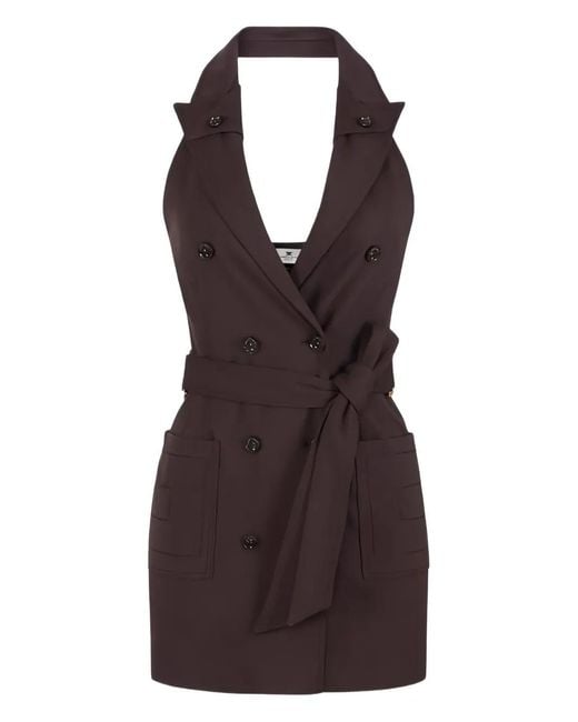 Elisabetta Franchi Purple Halterneck Belted Mini Dress
