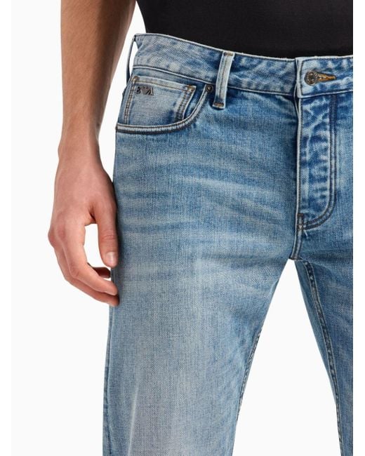 Jeans slim a vita bassa J75 di Emporio Armani in Blue da Uomo