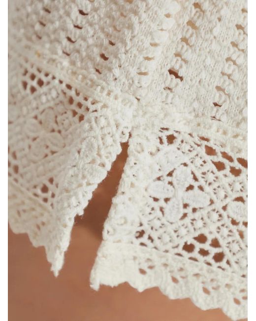 AllSaints White Elma Crochet-Knit Lace-Trim Shorts
