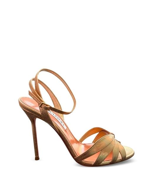 Aquazzura Metallic Ankle-Strap Leather Sandals
