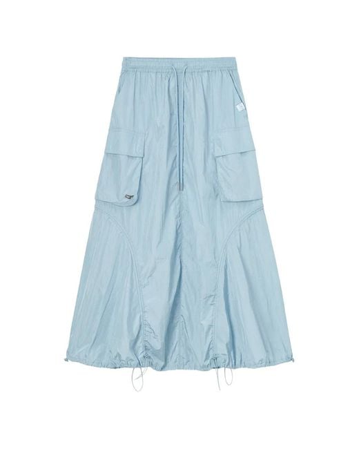 Mini Cream Blue Cargo Drawstring Maxi Skirt
