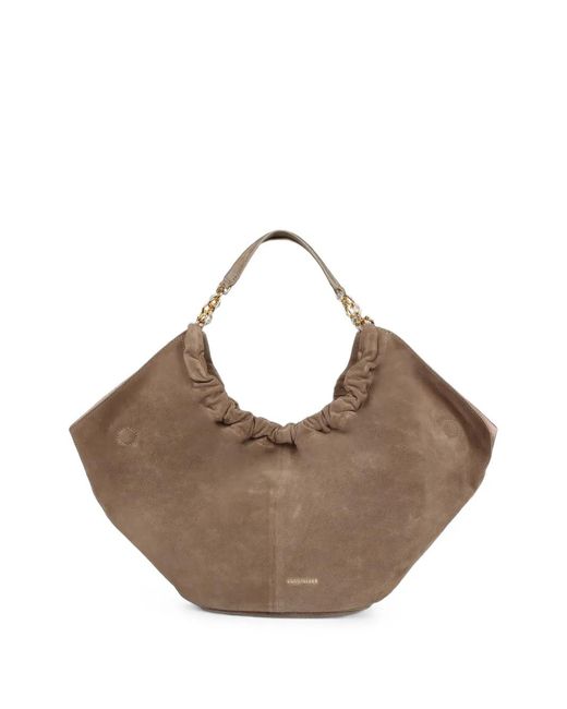 Coccinelle Brown Logo-Embossed Chain-Link Shoulder Bag