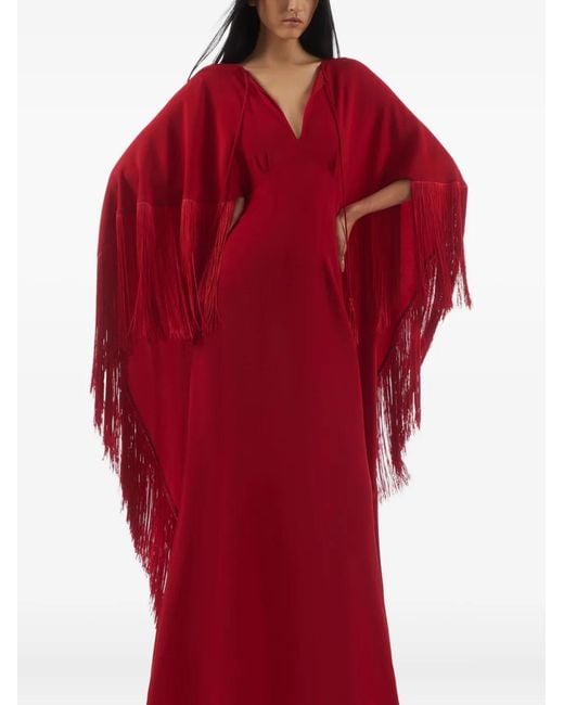 Taller Marmo Red 1974 Fringe Cape Dress