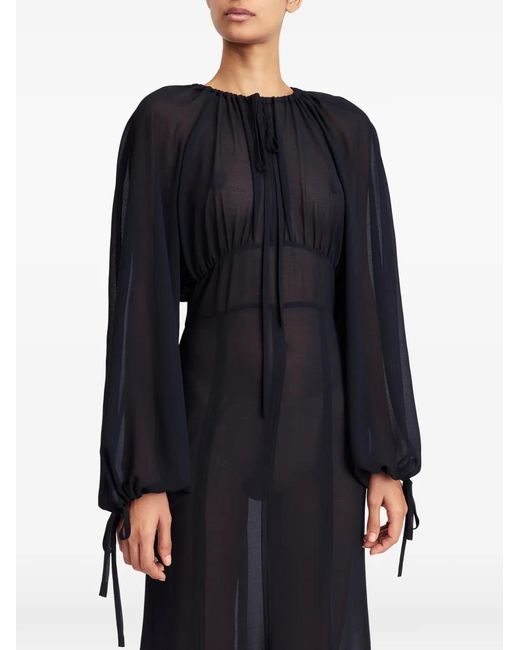 16Arlington Black Davis Feather-Trim Midi Dress