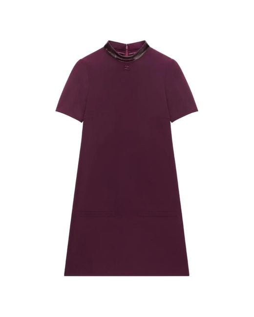Courreges Purple Vinyl-Collar A-Line Mini Dress