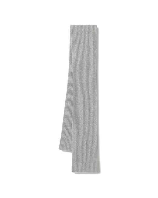 Karl Lagerfeld White Ribbed-Knit Logo-Patch Scarf