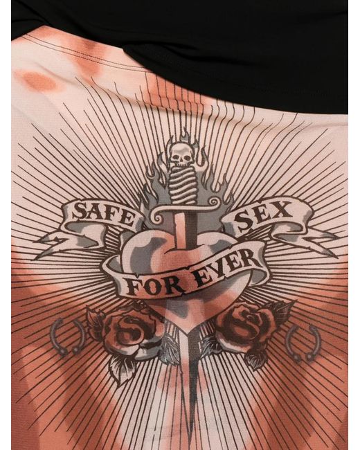 Jean Paul Gaultier Pink Tattoo-Print Fitted Midi Skirt