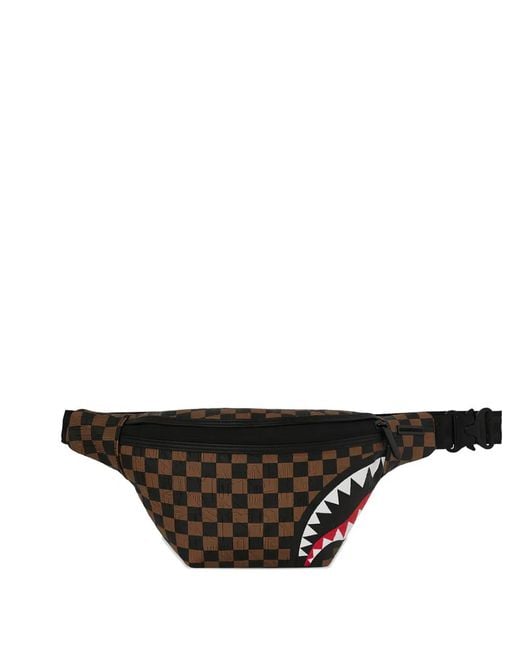 Sprayground Black Checkered Shark-Detail Belt Bag