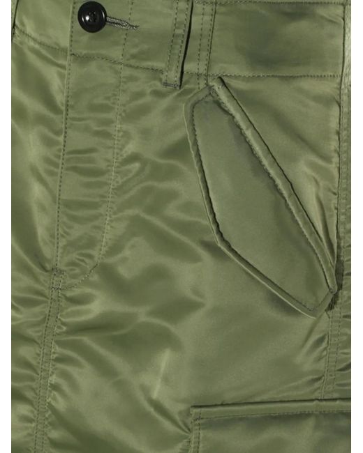 Sacai Green Pleated Midi Skirt